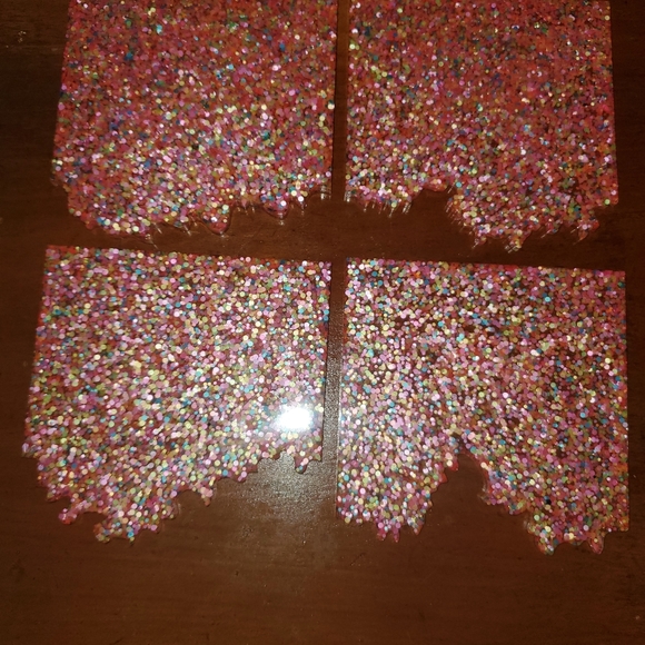 Handmade Resin 4 Piece Irregular Confetti Coasters - Picture 5 of 5